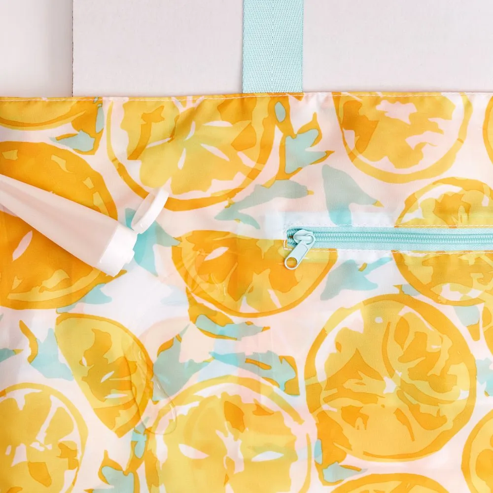 Lemon Slices Splash Proof Beach Bag