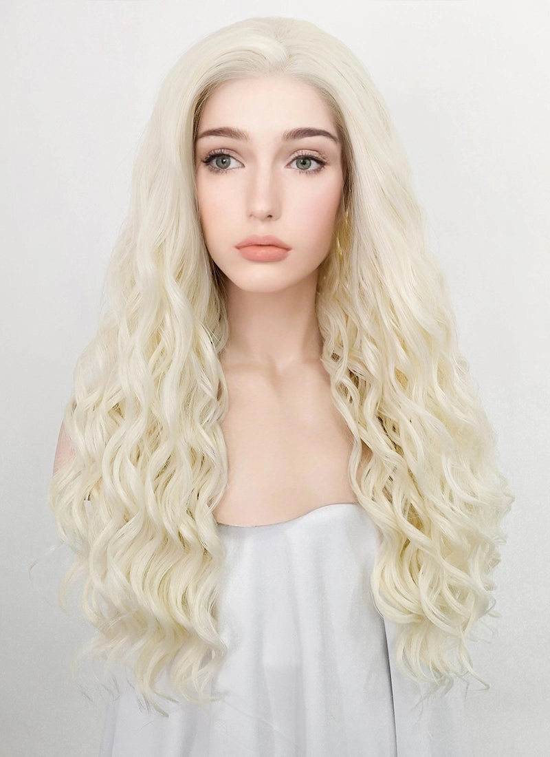 Light Blonde Curly Lace Front Synthetic Wig LF3225