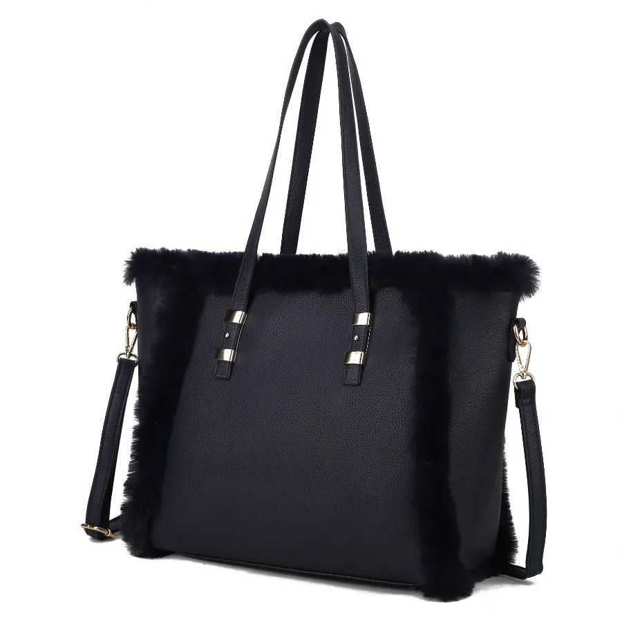 Liza Vegan Leather with faux fur Womens Tote Bag