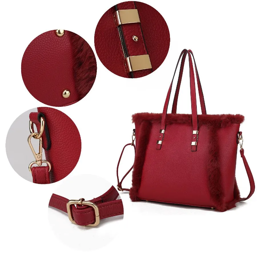 Liza Vegan Leather with faux fur Womens Tote Bag