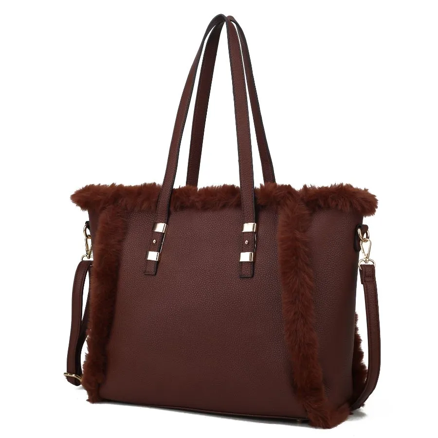 Liza Vegan Leather with faux fur Womens Tote Bag