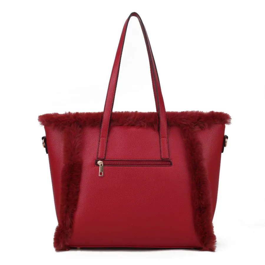 Liza Vegan Leather with faux fur Womens Tote Bag