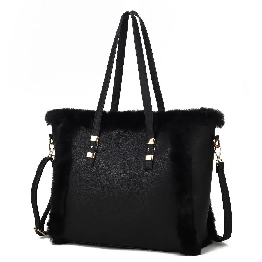 Liza Vegan Leather with faux fur Womens Tote Bag