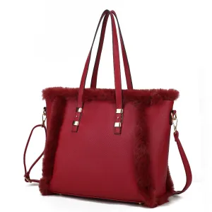 Liza Vegan Leather with faux fur Womens Tote Bag