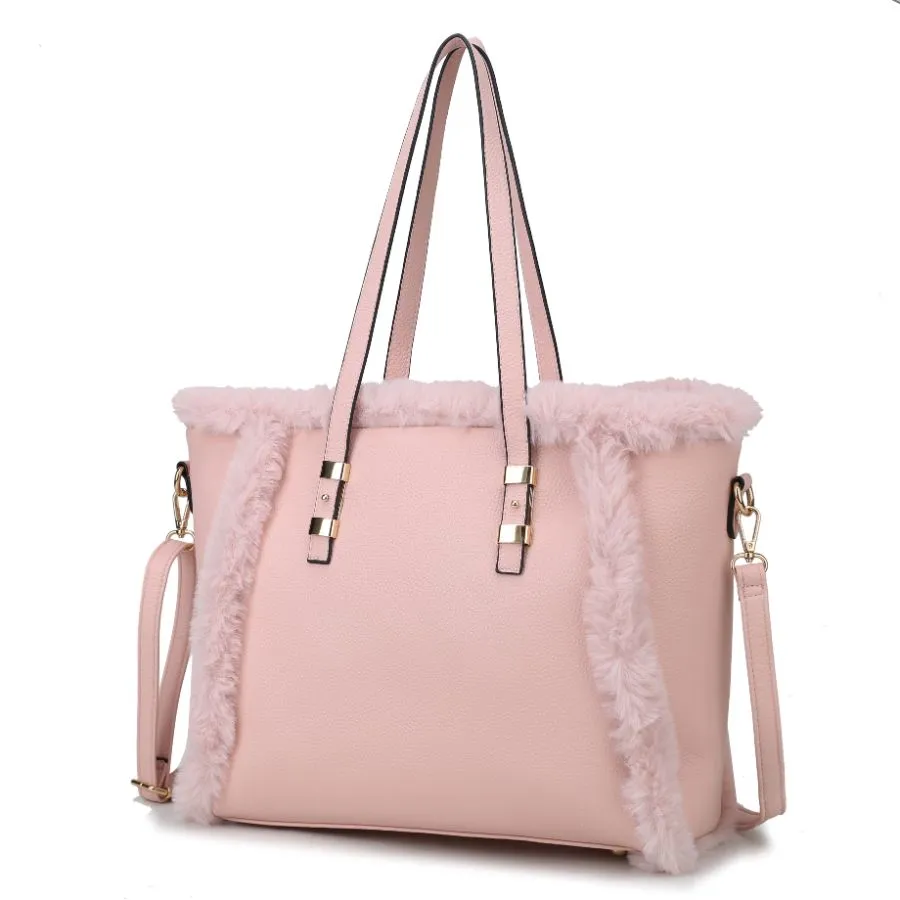 Liza Vegan Leather with faux fur Womens Tote Bag