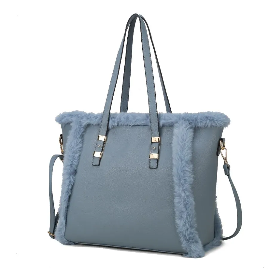 Liza Vegan Leather with faux fur Womens Tote Bag