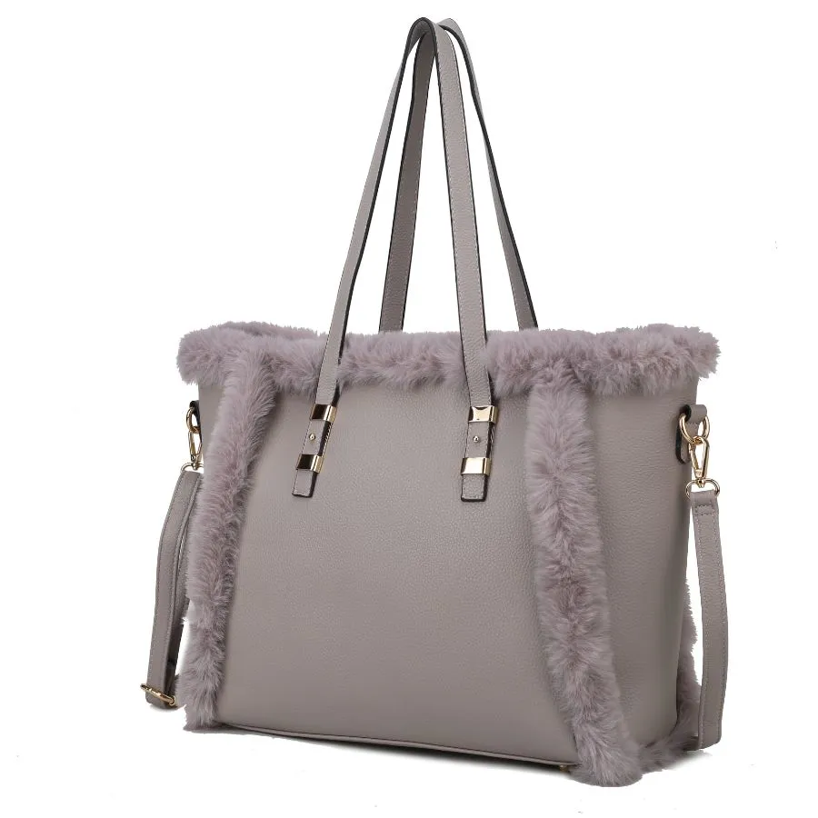 Liza Vegan Leather with faux fur Womens Tote Bag