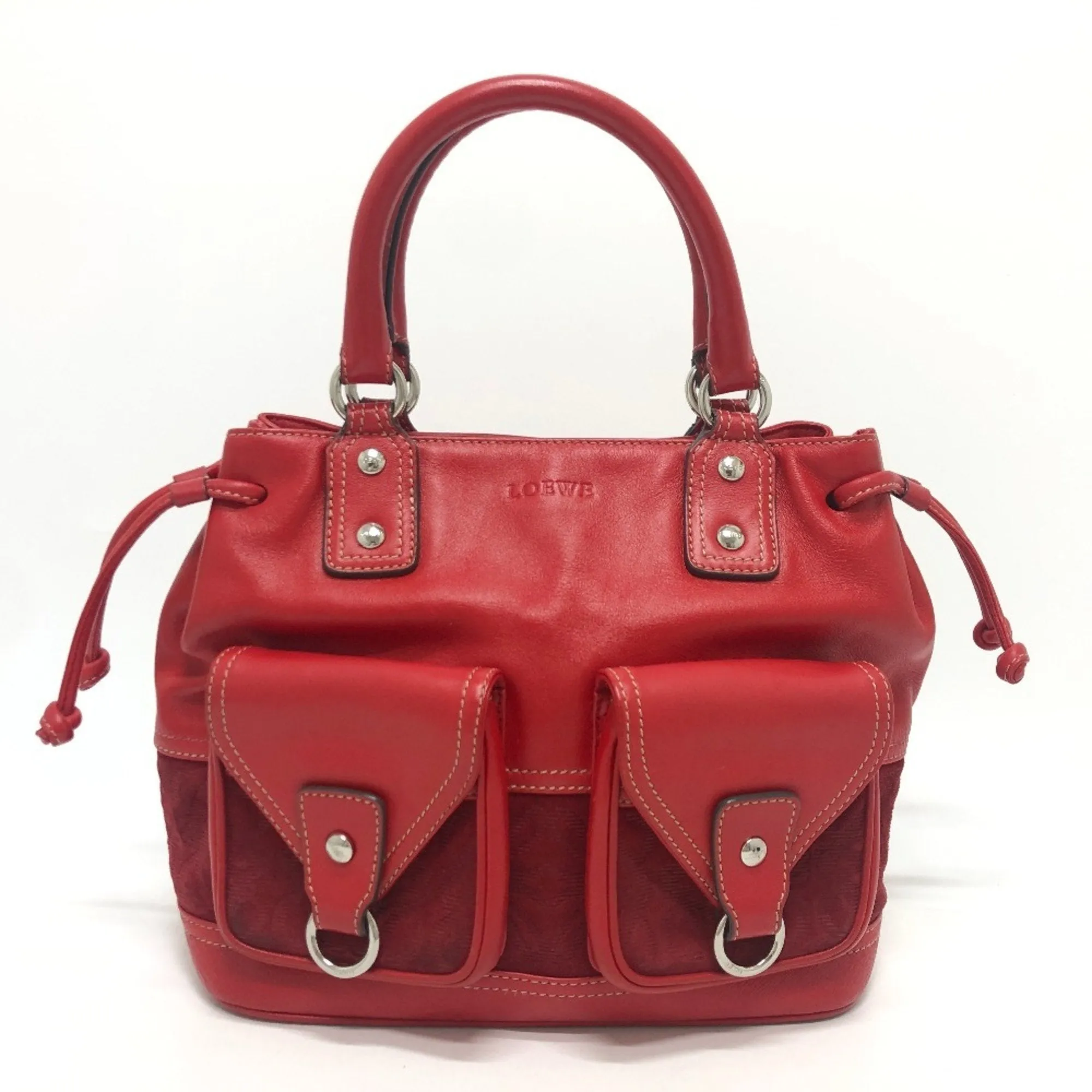 Loewe Suede Leather Handbag Tote Bag (Pre-Owned)
