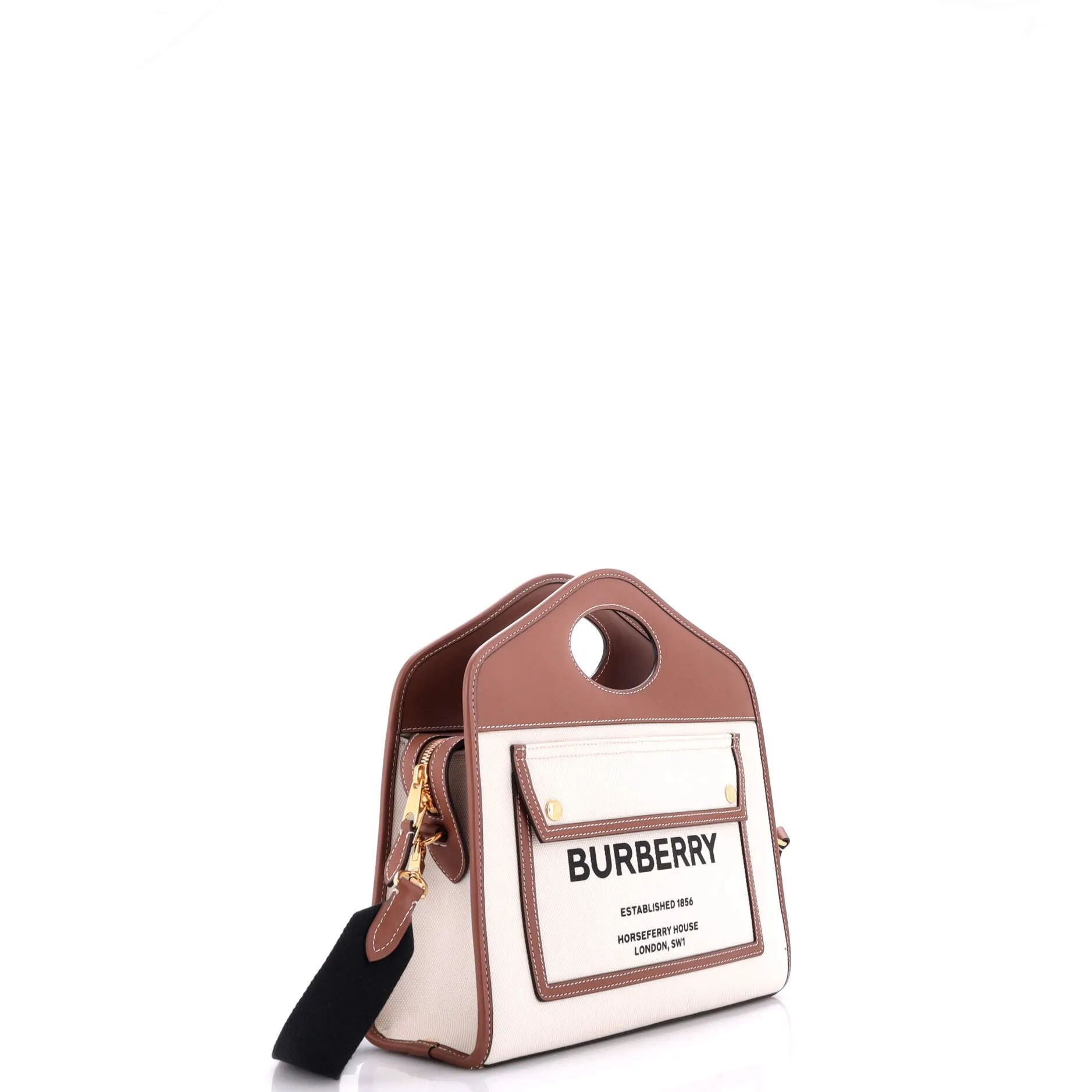 Logo Pocket Tote Canvas with Leather Small