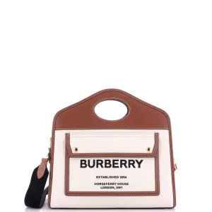 Logo Pocket Tote Canvas with Leather Small
