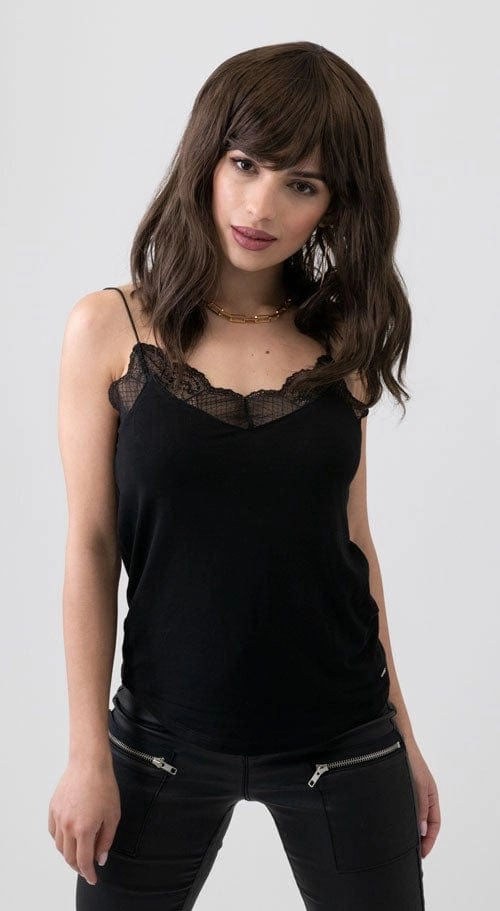 Long brown wavy bob (lob) wig: Lottie