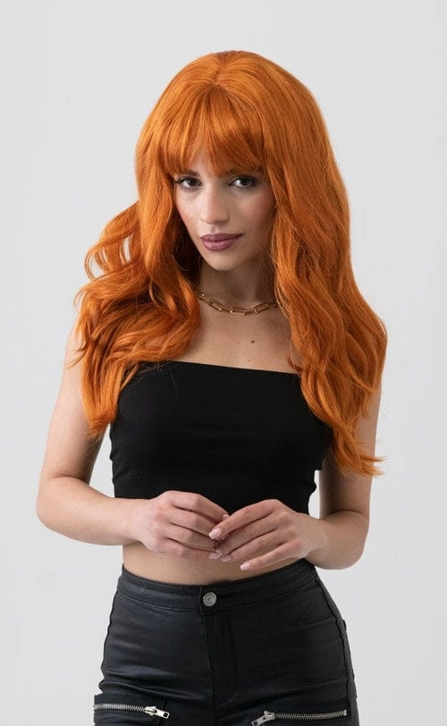 Long ginger wig with cascading waves: Davina