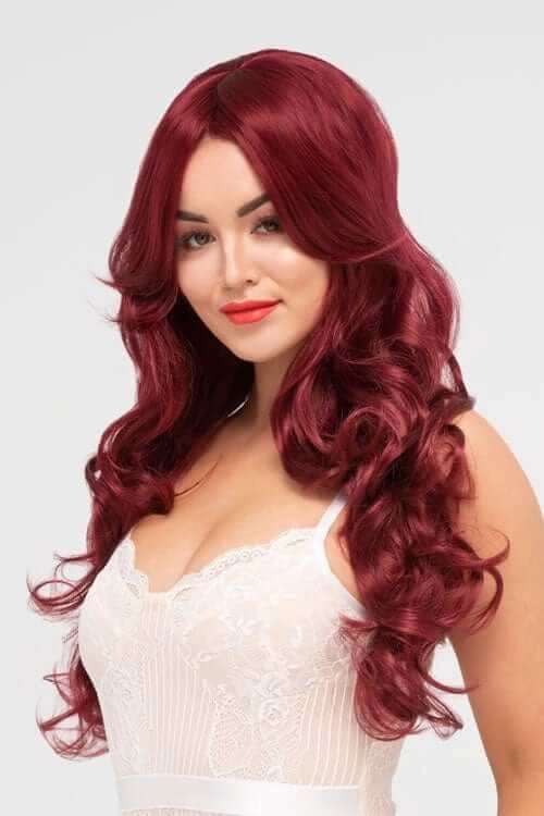 Long red wig with loose curls: Peggy Soo