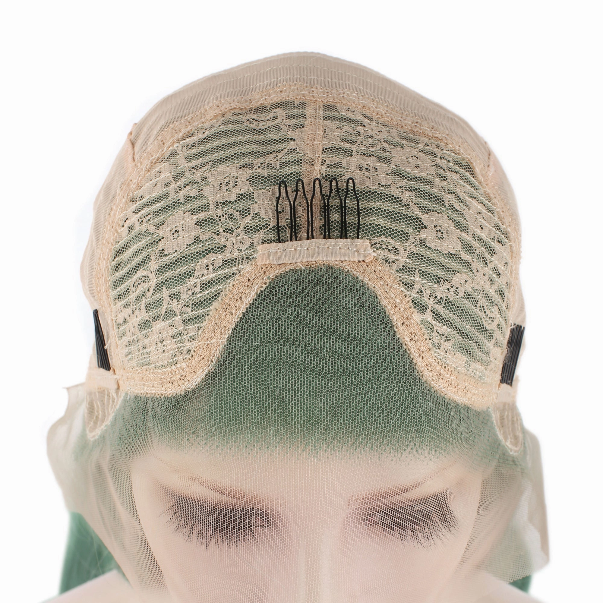 Long Straight Green Synthetic Lace Front Wig For Women