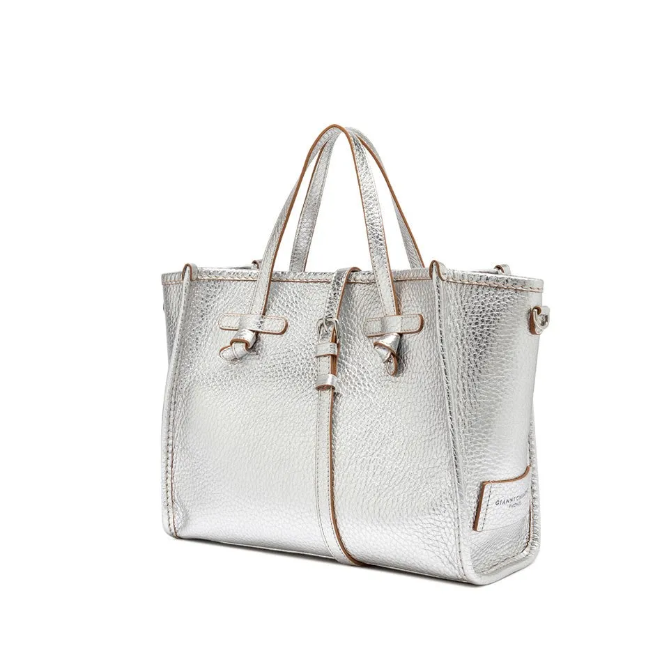 Marcella Silver Calf Leather Handbag