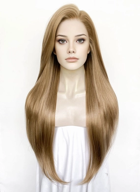 Medium Blonde Straight Lace Front Synthetic Wig LFK5575