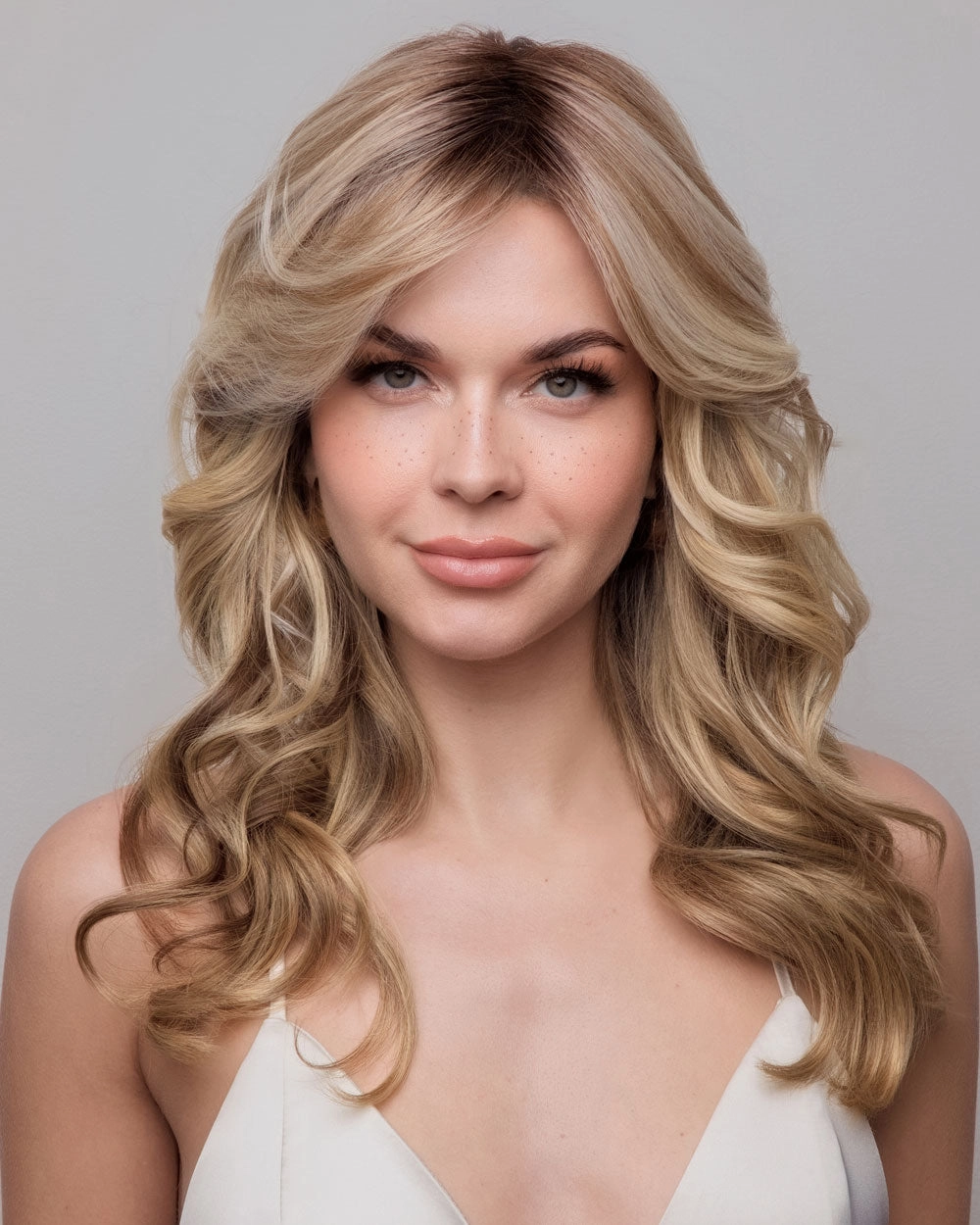 Medium Wavy TP Mono | Lace Front & Monofilament Synthetic Hair Topper by Amore