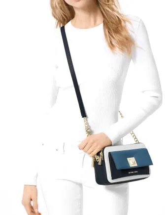Michael Michael Kors Sylvia Tricolor Crossgrain Leather Double Zip Crossbody