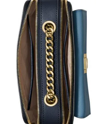 Michael Michael Kors Sylvia Tricolor Crossgrain Leather Double Zip Crossbody