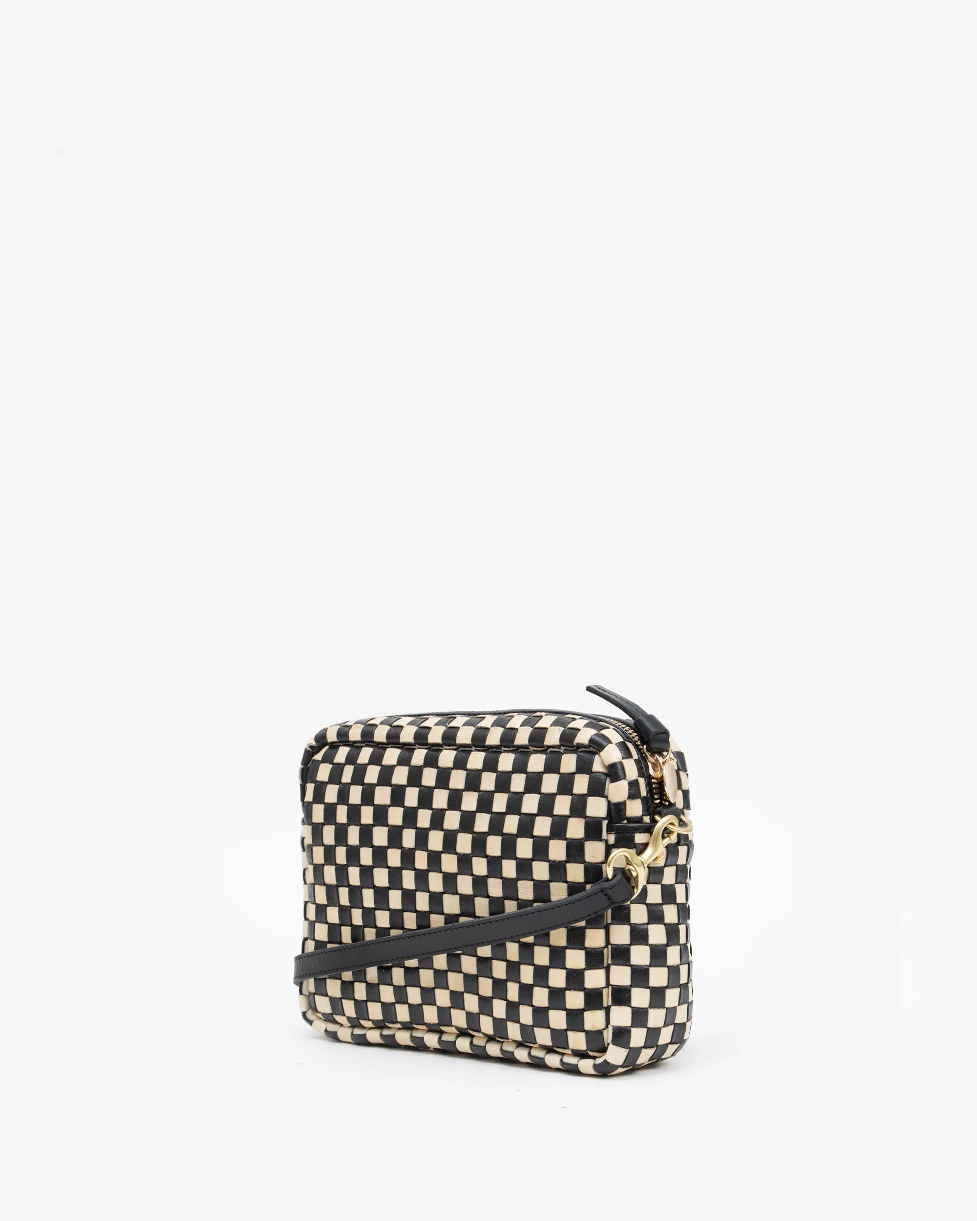 Midi Sac Handbags - Crossbody - Midi Sac Black & Cream Woven Checker
