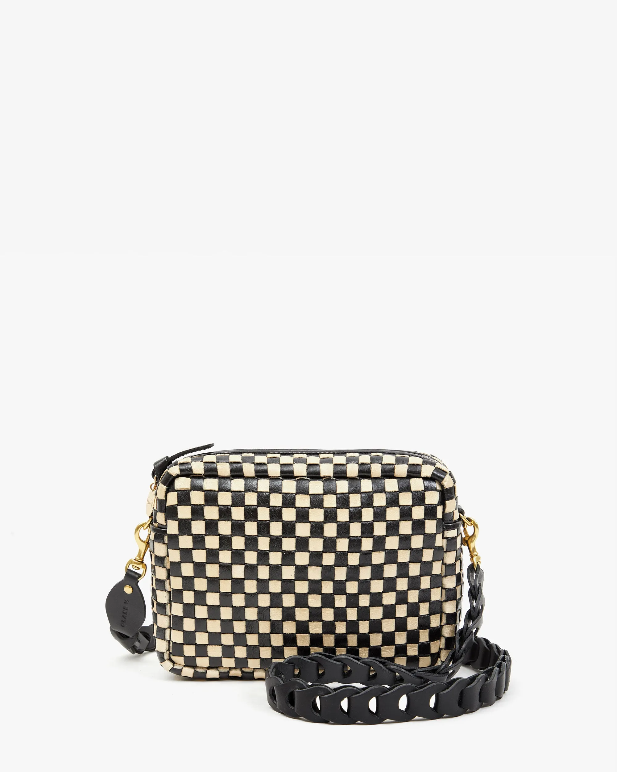 Midi Sac Handbags - Crossbody - Midi Sac Black & Cream Woven Checker