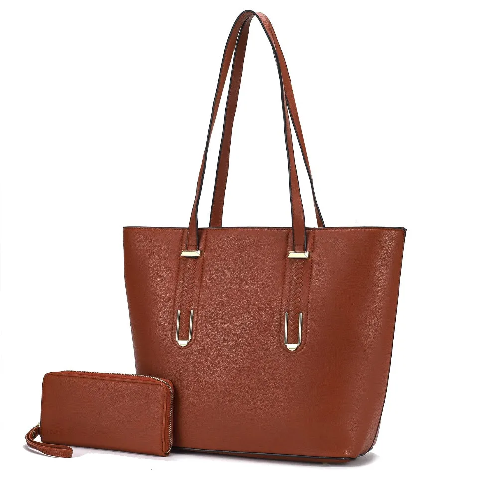 Mina Vegan Leather Womens Tote and Wristlet Wallet - 2 pieces by Mia K