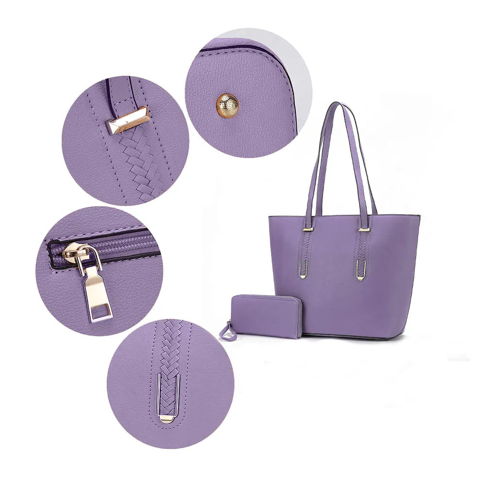 Mina Vegan Leather Womens Tote and Wristlet Wallet - 2 pieces by Mia K