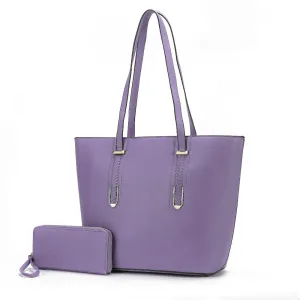 Mina Vegan Leather Womens Tote and Wristlet Wallet - 2 pieces by Mia K