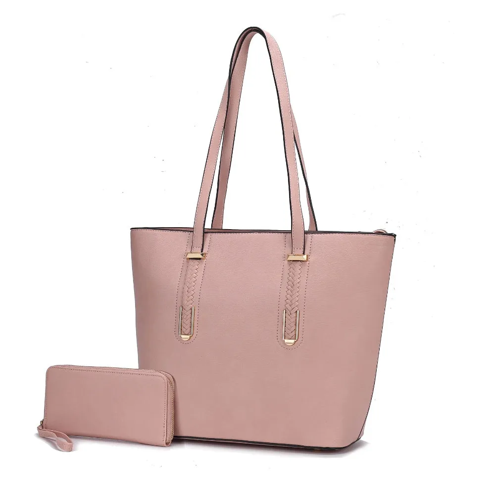 Mina Vegan Leather Womens Tote and Wristlet Wallet - 2 pieces by Mia K
