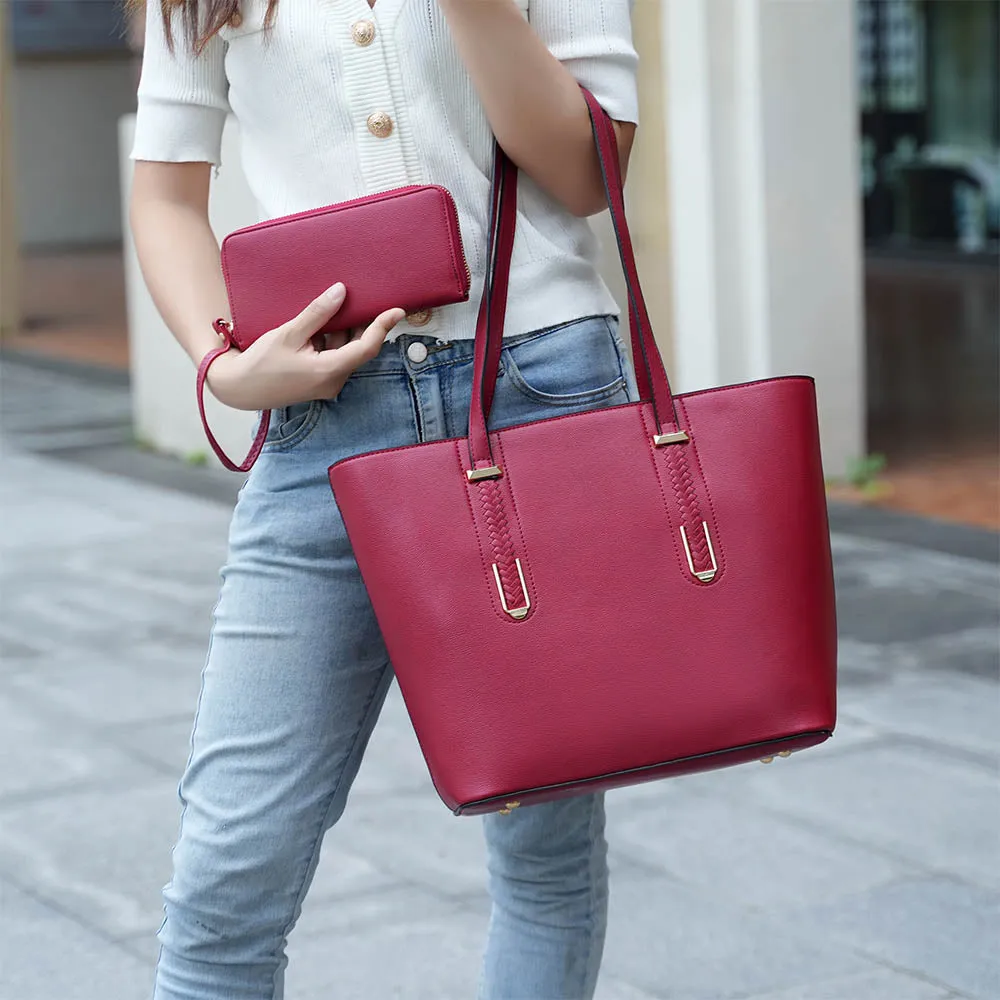 Mina Vegan Leather Womens Tote and Wristlet Wallet - 2 pieces by Mia K