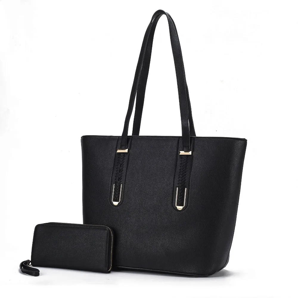 Mina Vegan Leather Womens Tote and Wristlet Wallet - 2 pieces by Mia K