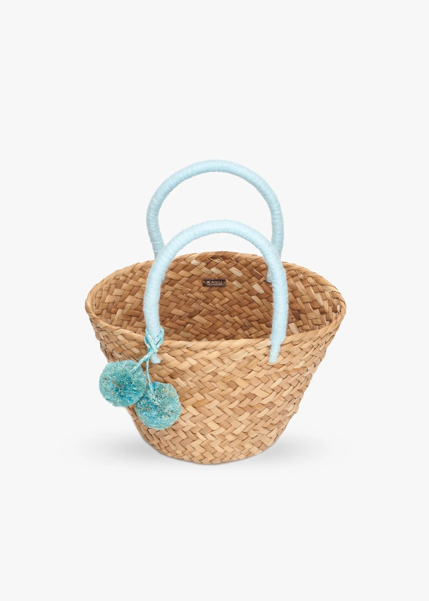 Mini St Tropez Pom Pom Straw Tote
