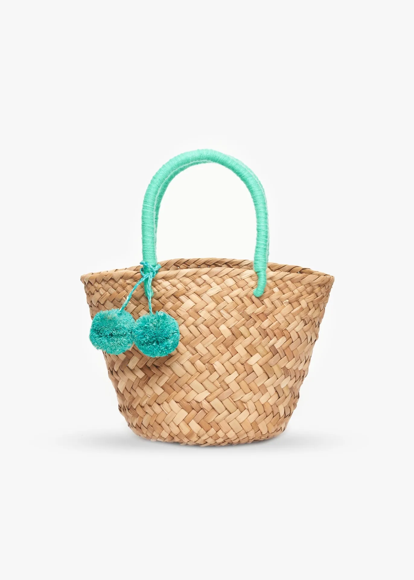 Mini St Tropez Pom Pom Straw Tote