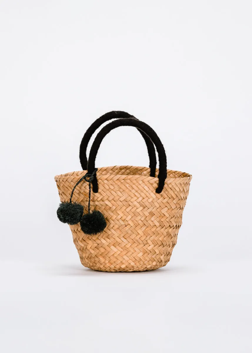 Mini St Tropez Pom Pom Straw Tote