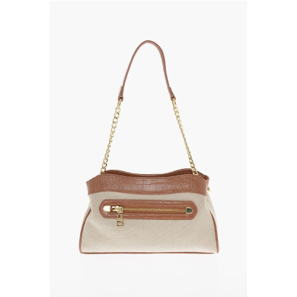 Moschino LOVE Braided Fabric HandWomen's Bag with CrocodiWomen's Effect Faux Women's Le