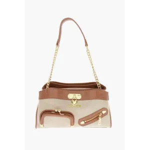 Moschino LOVE Braided Fabric HandWomen's Bag with CrocodiWomen's Effect Faux Women's Le