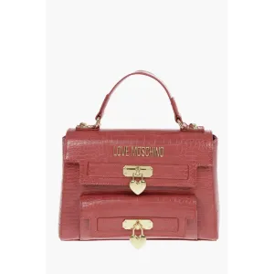 Moschino LOVE Crocodile Printed Faux Leather Hand Women's Bag