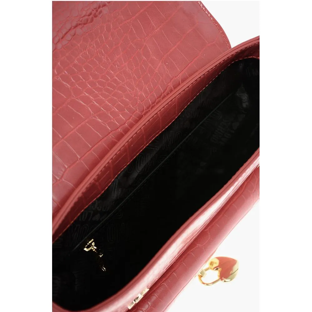 Moschino LOVE Crocodile Printed Faux Leather Hand Women's Bag