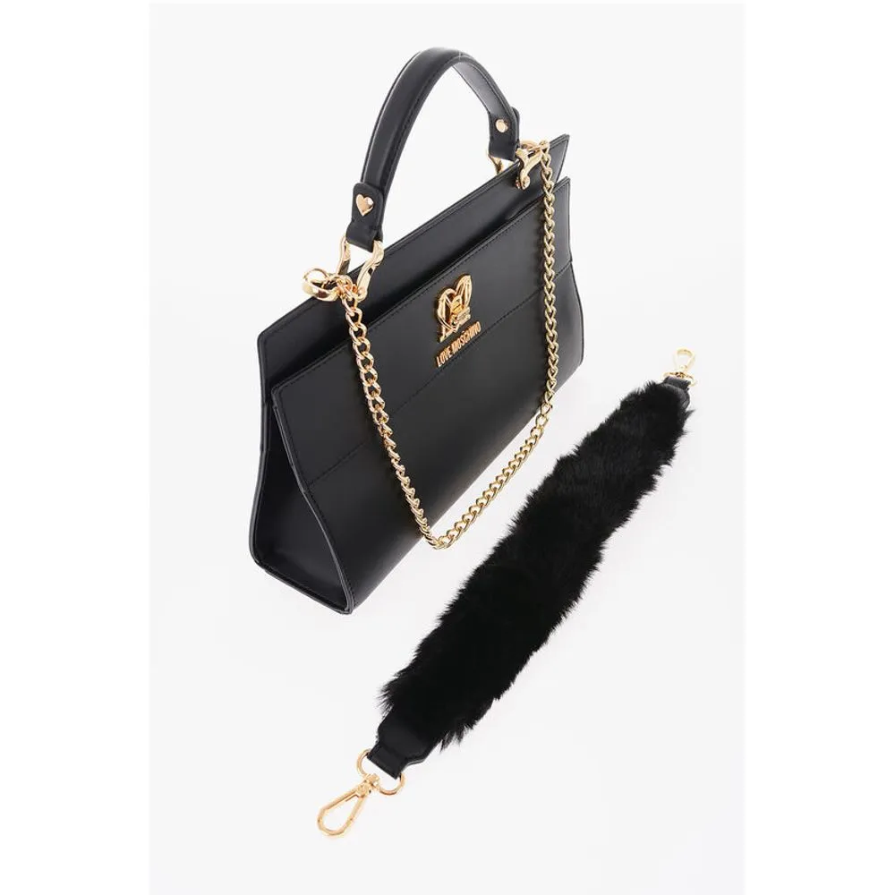 Moschino LOVE Faux Leather Bag with Golden Chain and Turn Lock Women's Closur