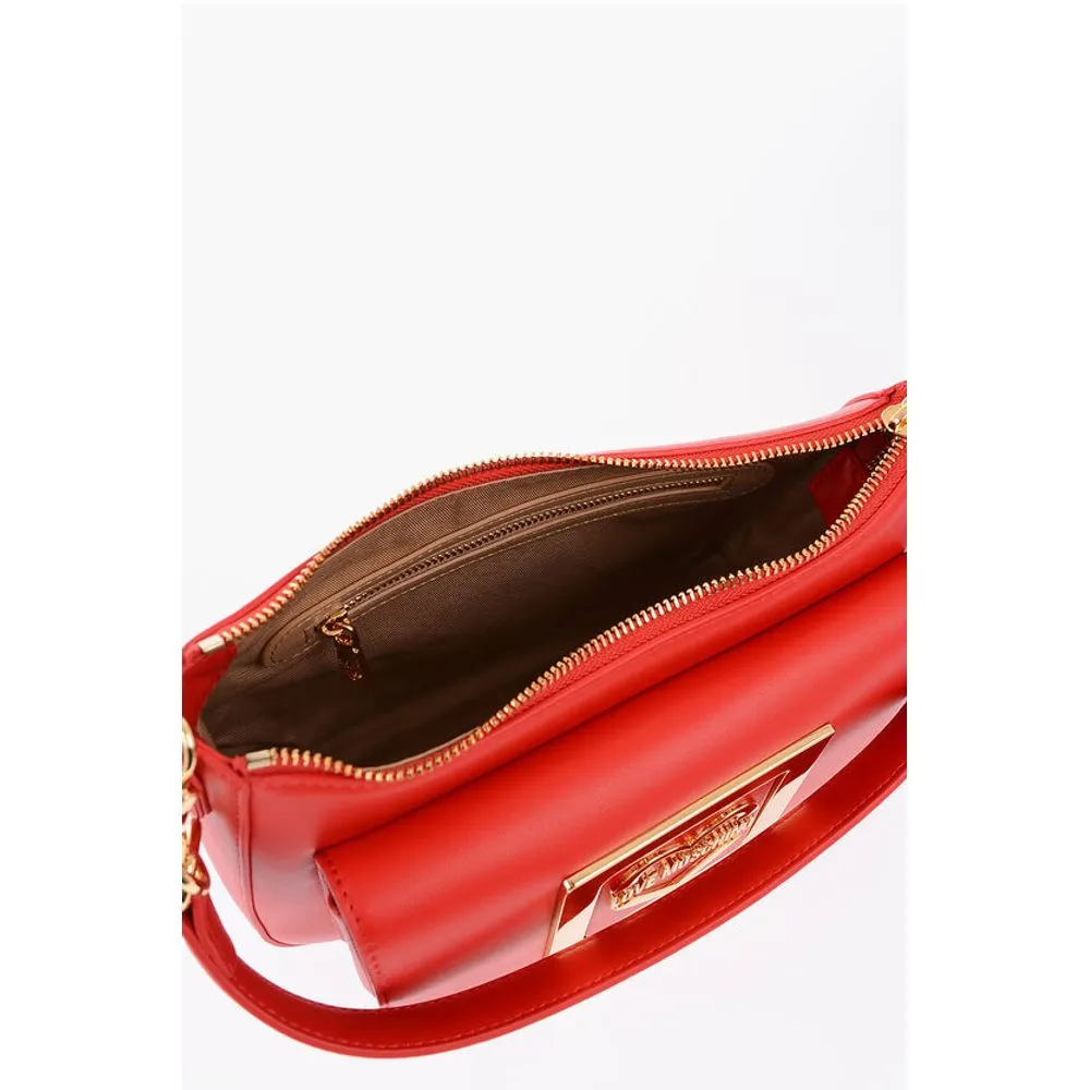 Moschino LOVE Faux Leather Bag with Removable Shoulder Strap and Women's Meta