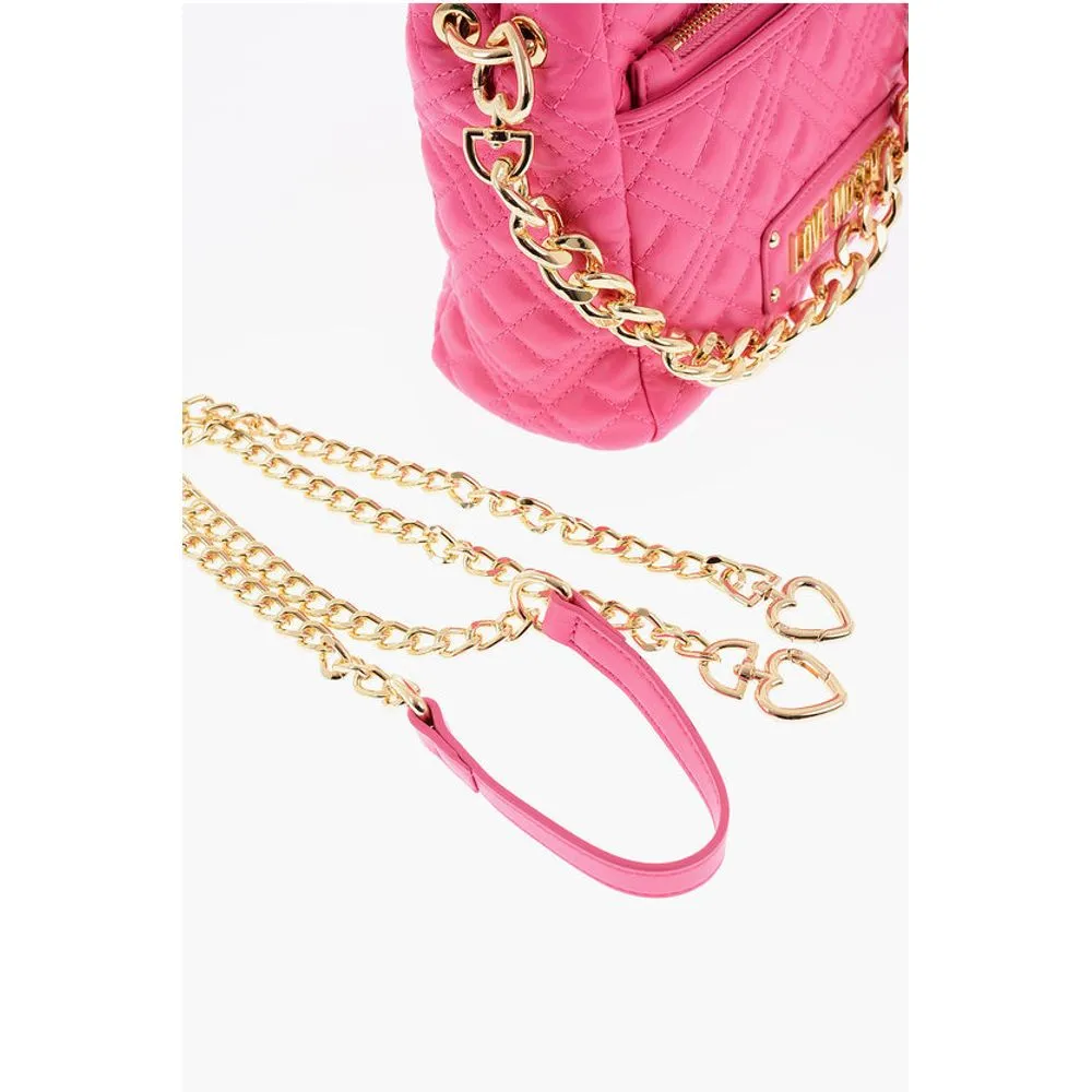 Moschino LOVE Faux Leather Quilted Mini Bag with Matching Women's Pochette