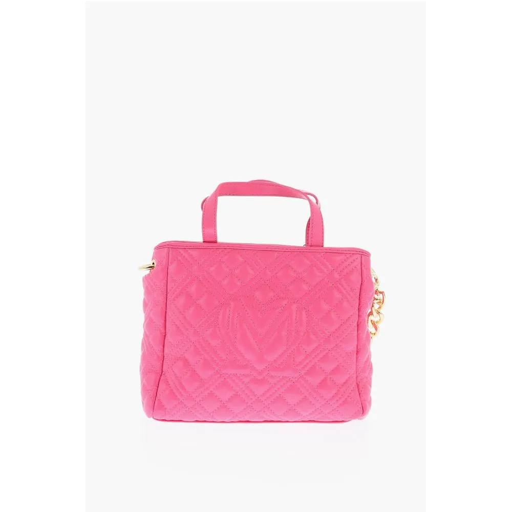 Moschino LOVE Faux Leather Quilted Mini Bag with Matching Women's Pochette