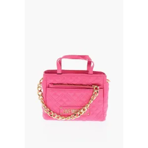 Moschino LOVE Faux Leather Quilted Mini Bag with Matching Women's Pochette