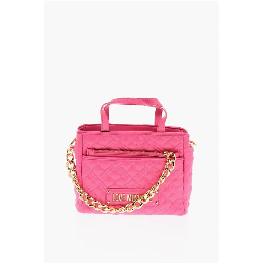 Moschino LOVE Faux Leather Quilted Mini Bag with Matching Women's Pochette