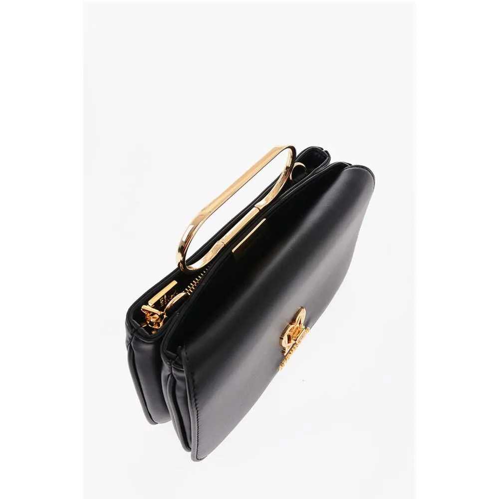 Moschino LOVE Solid Color Handbag with Removable Faux Fur Women's Handle