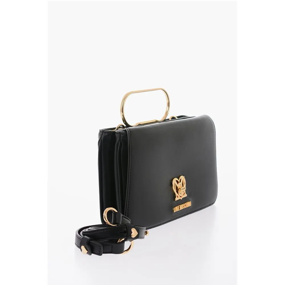 Moschino LOVE Solid Color Handbag with Removable Faux Fur Women's Handle