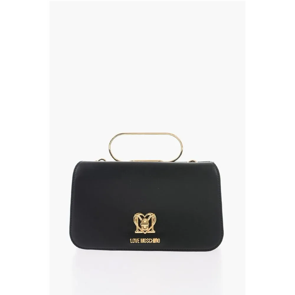 Moschino LOVE Solid Color Handbag with Removable Faux Fur Women's Handle