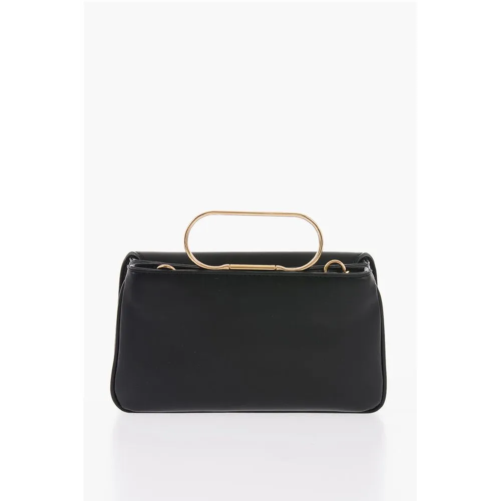 Moschino LOVE Solid Color Handbag with Removable Faux Fur Women's Handle