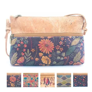 Natural Cork and Printed Design Women's Crossbody Bag BAG-2274