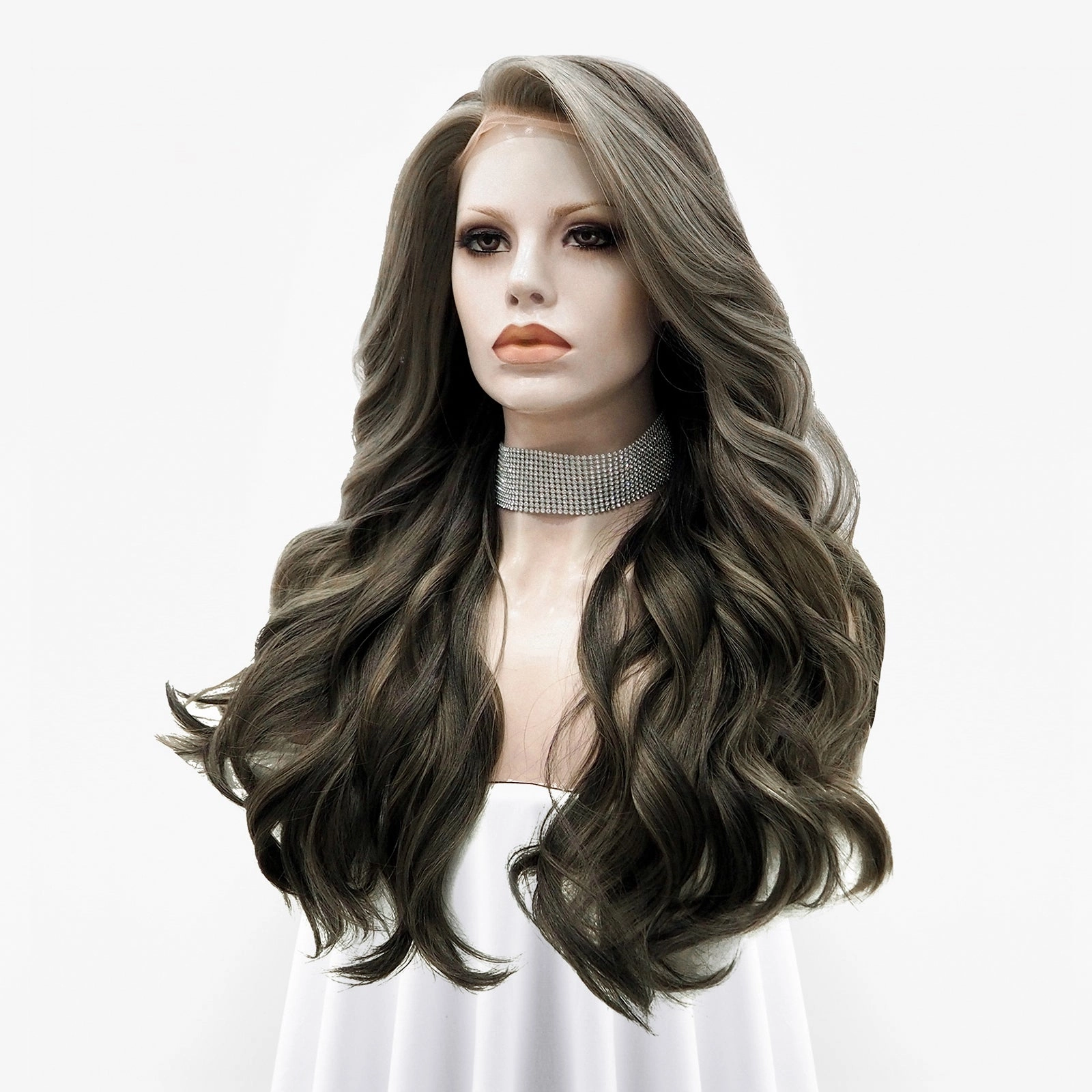 Natural Brown Black And Blonde Highlights Lace Front Daily Wear Wig